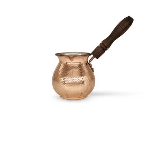 قهوه جوش مسی دسته چوبی متوسط