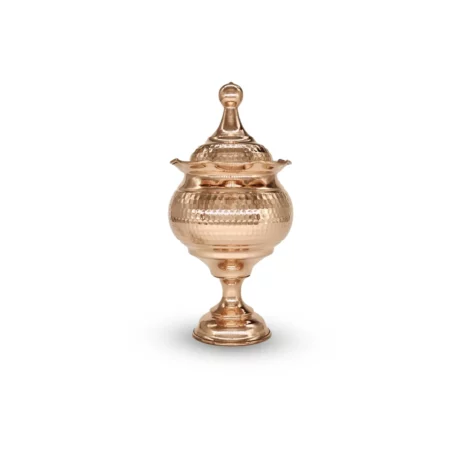 آجیل خوری مسی پایه دار چکشی لب چین کوچک